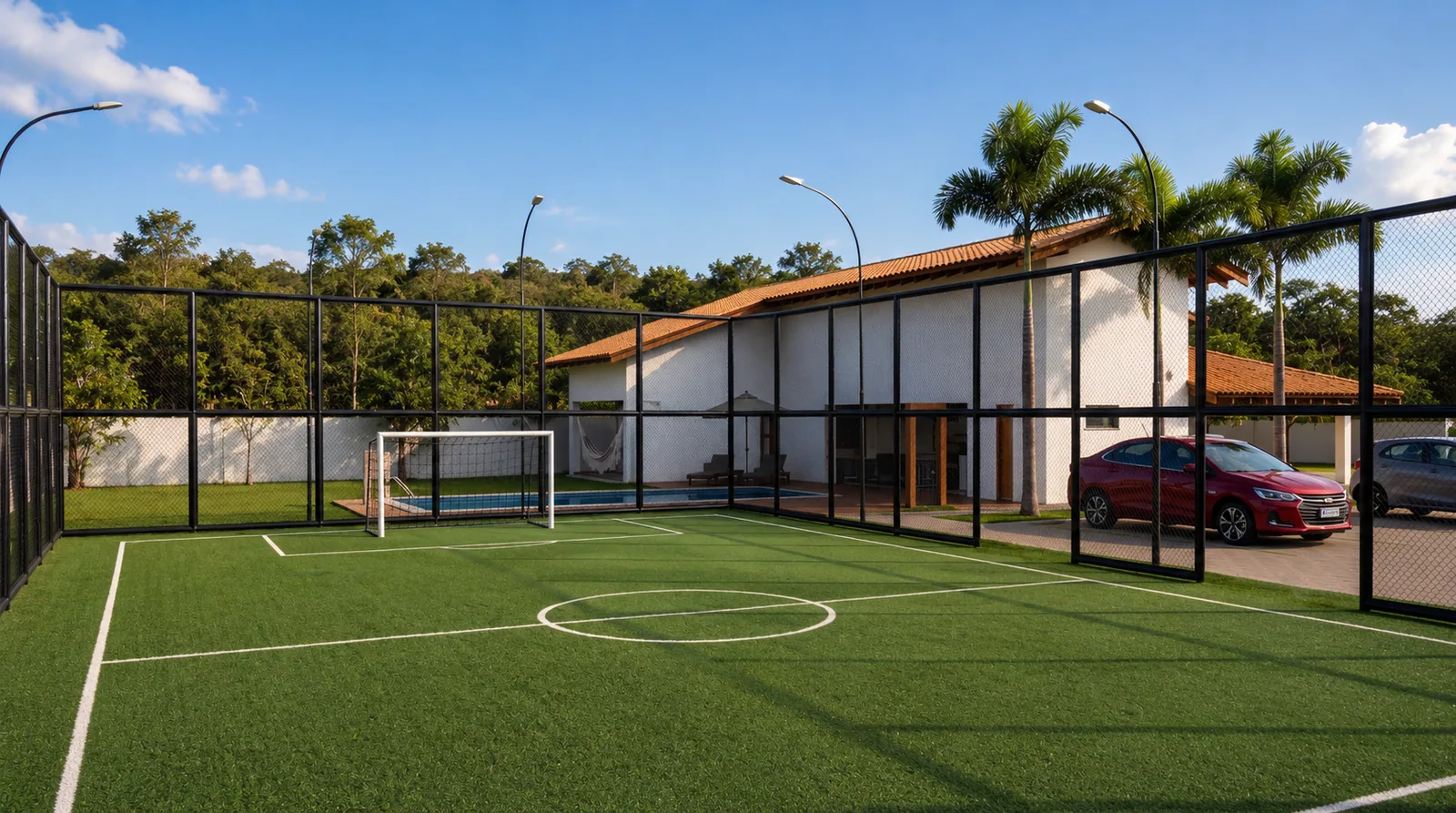 Render 3D do campo de futebol do empreendimento