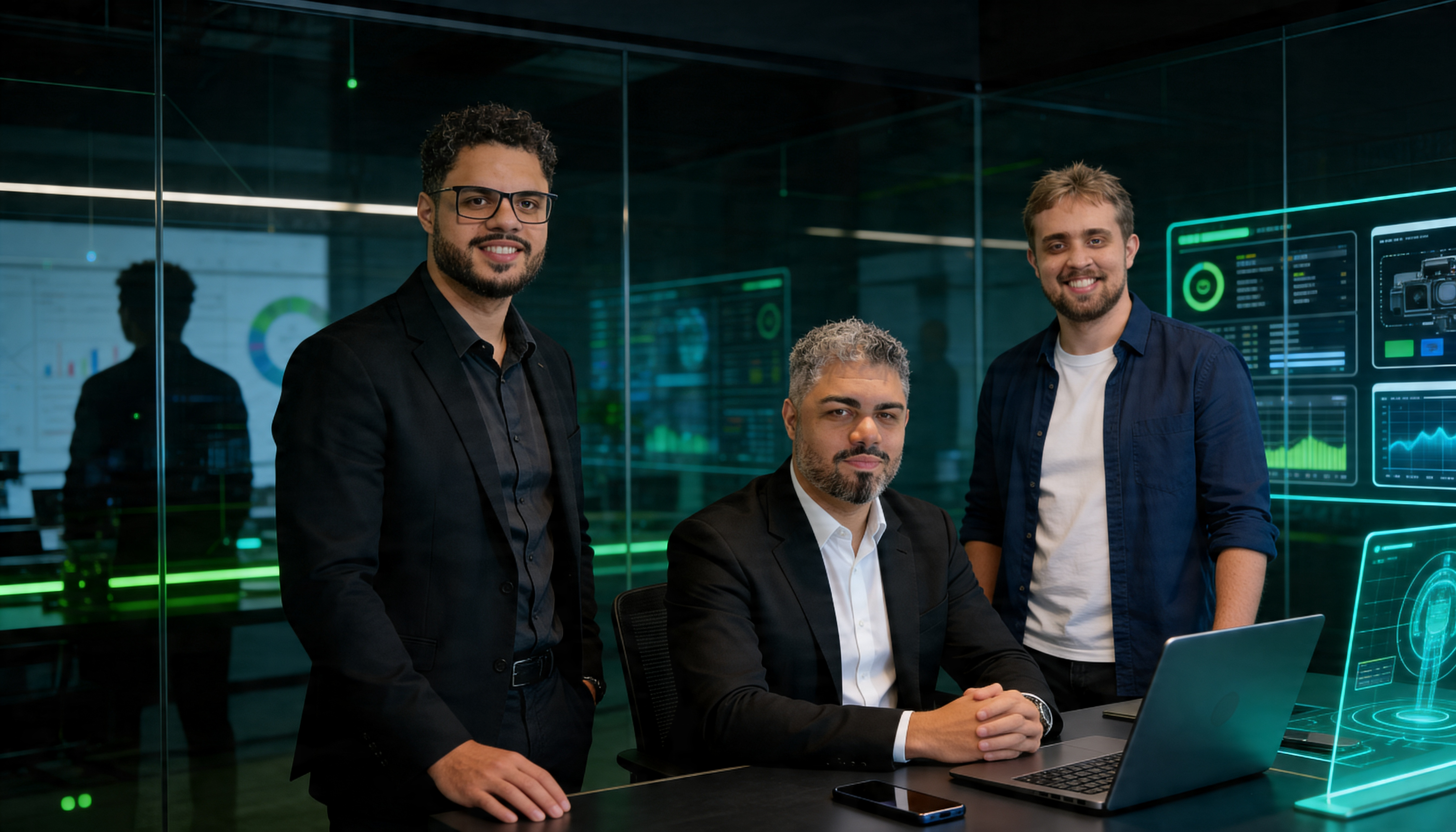 Equipe da Èrisen AI em ambiente criativo e tecnológico