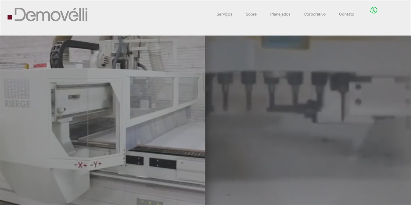 Tela inicial do site Demovélli